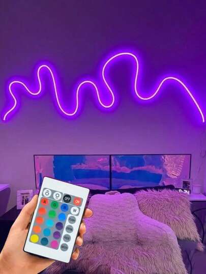 24键1件装LED USB霓虹灯绳，RGB霓虹灯室内装饰灯，可同步的炫目霓虹灯，灵活的DIY霓虹灯，适用于室内房间、墙壁、节日、派对装饰