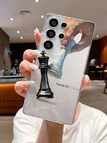 1pc Chessboard & Letter Patchwork Transparent Shockproof TPU Phone Case, Compatible With IPhone XS/XS Max/XR/11/12/13/14/15/16 Pro/Pro Max/14/15/16 Plus, Nothing, Pixel, INFINIX, Redmi Series, Can Be Given As Holiday Gift To Partner And Friends - Multicolor - View 4