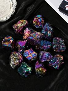 Peacock Stone Raw Crystal - Electroplated Brass Mineral, For Energy Healing, Spiritual Growth, Home Altar, Unique Rainbow Decor - Multicolor - View 12