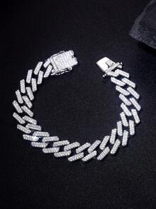 1 chiếc vòng tay nam kiểu mắt xích bằng bạc sterling 925 đính đá Cubic Zirconia 8.5mm, trang sức cao cấp sáng bóng, quà tặng sang trọng - Vòng tay hình kim cương - 8,5mm - Xem 4