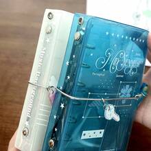 A7 Tri-Fold Loose Leaf Notebook, PVC Transparent Cover, Organizer Album With Divider Pages, Planner Journal