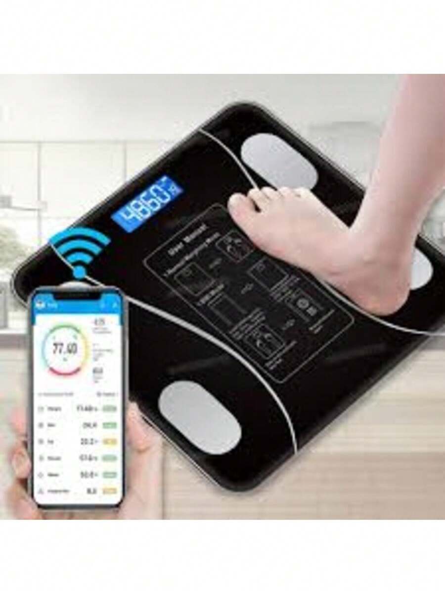 Balança Digital Corporal Inteligente Bluetooth | Bioimpedância, Gordura Corporal, até 180kg - Preto - Visão 1
