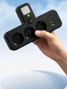 Enchufe de alimentación de 6 en 1 con 3 tomas de CA, 2 puertos USB y 1 puerto Tipo C para cargar múltiples dispositivos - Ideal para uso en el hogar, oficina, viajes y estudio