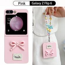 keshengtai Bow-Knot 1 件糖果色蝴蝶结手机壳和 1 件手链套装适用于三星 Galaxy Z Flip7 6 5 4 3 5G 防水防震防摔防刮 - 粉色 - 查看 13
