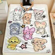 1PC Creative KPOP SKZOO Pattern Flannel Blanket, Machine Washable, Soft And Comfortable Flannel Blanket, Lightweight Wool Blanket, Comfortable Air Conditioning Blanket, Home Decoration, Suitable For Four Seasons, Friend Gift, Suitable For Sofa, Bed, Car, Office, Camping, Travel, Outdoor, Suitable For Giving To Family And Friends.The Perfect Gift For Sons, Daughters, Grandmothers, Grandfathers, Fathers, Mothers, Uncles, And Aunts - 彩色 - 查看 8