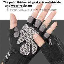 1 Pair Fitness Gloves With Wrist Support, Half Finger, Silicone Anti-Slip Anti-Callus Wrist Strap Gloves For Pull-Ups, Bench Press, Gym Workout