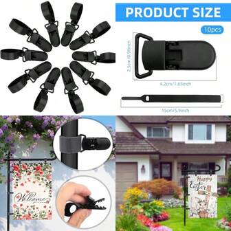 10PCS Garden Flag Clips And Stoppers AntiWind Heavy Duty Flag Pole Clips To Hold Small Garden Flags In Place Windproof Flag Stoppers For Garden Flag Holder Stand Prevent Flags From Blowing Away