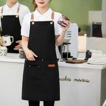 一件耐用防水帆布工作围裙，带口袋和可调节肩带，适用于美甲沙龙、咖啡馆、餐厅、酒吧、面包店及员工。 - 彩色 - 查看 28