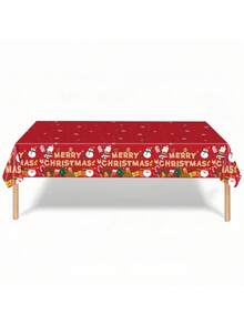 1 pieza Nuevo mantel temático de fiesta de Navidad, mantel desechable con Papá Noel rojo y renos para decoración navideña infantil, adecuado para fiestas de Navidad, Nochevieja, celebraciones de invierno, cumpleaños, decoración diaria de mesa, artículo esencial para fiestas