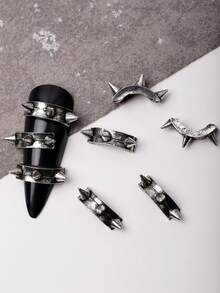 10pcs New Dark Punk Y2K Metallic Rivet Alloy Nail Art Decorations, Charming 3D Nail Rivet Stickers, DIY False Nails Handmade Nail Jewelry And Phone Case Accessories, Rhinestones And Decorations Nail Supplies - Silver - View 5