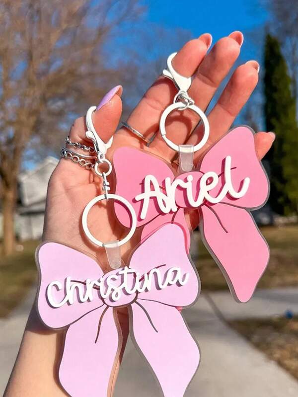 Customized Bow Girl Backpack Name Tags, Name Charm, Backpack Tags, Girl Key Chains, Bag Tags, Girl Name Tags, Girl Gifts