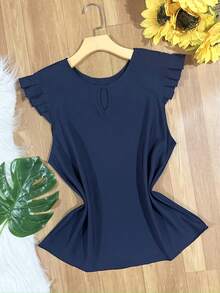 Women's Fashion Crepe Tank Top - Azul Marino - Ver 3