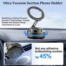 1pc Vacuum Chuck Phone Holder - Strong Magnetic Car Phone Holder Compatible With Iphone 16 15 14 13 12 Android, Adjustable Dashboard Phone Cradle, Hands-Free Car Phone Stand, Strong Suction, Compact And Foldable - Multicolor - View 7