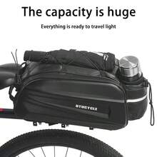 Bolsa de portaequipajes trasero para bicicleta de gran capacidad y carcasa rígida, bolsa de baúl impermeable para ciclismo - Negro - Ver 6