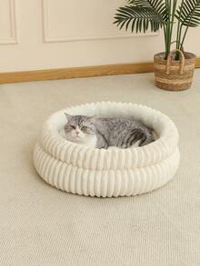 1 件舒适猫窝，柔软可爱的猫床，透气猫睡篮，适合小型、中型和大型猫，所有季节 - 白色 - 查看 3