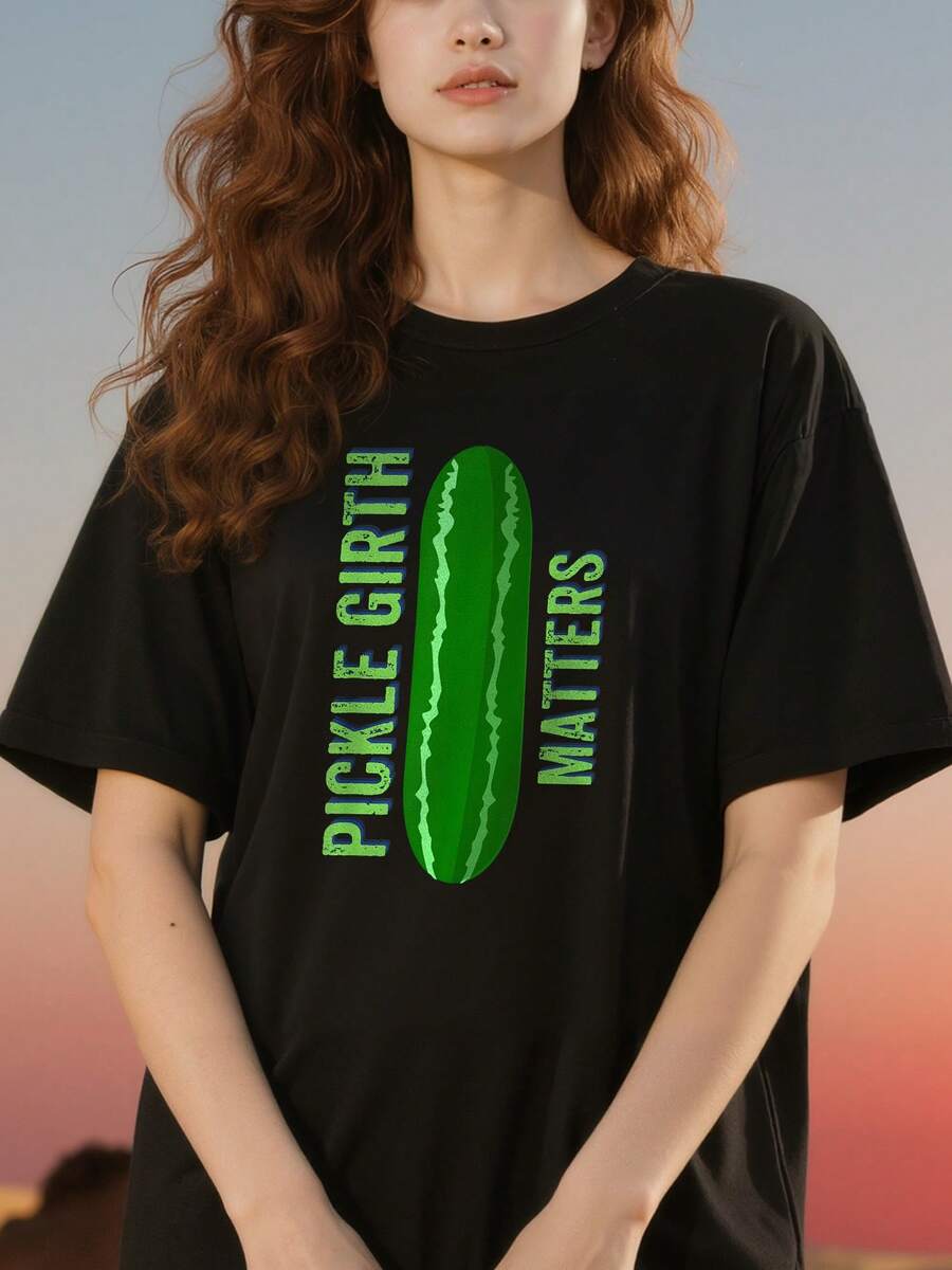 FUNNY-PICKLE-SIZE-HUMOROUS-FUN-PICKLES-MATTERS-GIFT-T-Shirt - Black - View 1