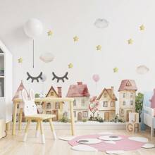 1 Stück bunte, süße Haus Wandaufkleber für Kinderzimmer, abnehmbare Kinderzimmer Aufkleber, Spielzimmer Wandkunst, Baby Mädchen Jungen Schlafzimmer Dekoration