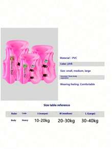 1pc Inflatable Swimming Vest, Floating Vest, Help Swimming Training, Swimming Gear For Pool & Beach - Pink - View 6