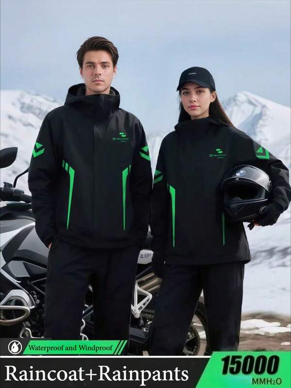 Novo poncho portátil com capuz para adultos, capa de chuva espessada, capa de chuva para motocicleta, capa de chuva da moda, conjunto de capa de chuva espessada e calças de chuva, jaqueta de chuva à prova d'água e vento para atividades ao ar livre, capa de chuva para homens e mulheres, capa de chuva resistente ao desgaste e anti-motim, capa de chuva multifuncional, capa de chuva para ciclismo, viagem, escalada, capa de chuva respirável