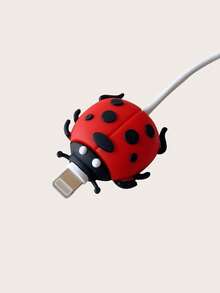 Ladybug Silicone Data Cable Protector, Penguin Cartoon Apple Phone Data Cable Anti-Breaking Savior, Multiple Cartoon Protective Cases - Red - View 7