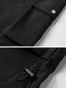 男士休闲时尚工装裤，多口袋户外运动长裤，秋冬，适合秋季 - 黑色 - 查看 6