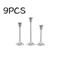 1/3 chân nến kim loại phong cách châu Âu sáng tạo cổ điển, thiết kế đơn giản, trang trí đám cưới, tiệc bar, phòng khách, trang trí phòng ăn - Bạc - Xem 14