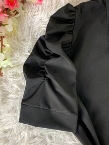 Women's Fashion Collared Blouse With Buttons On The Front, Code 1 - Black - View 4