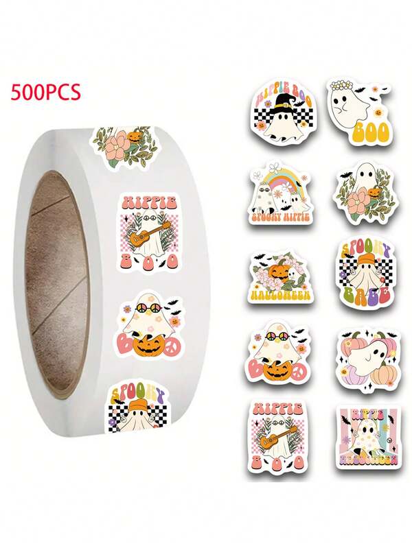 SCXXBSW 500pcs Hippie Spooky Boo Ghost Cartoon Graffiti Stickers Decorative Water Cups Notebook Luggage Waterproof Roll Stickers