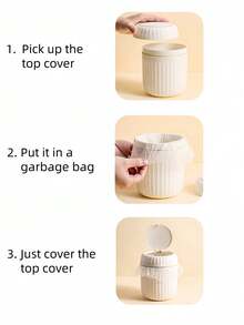 Light Luxury Press-Type Desktop Trash Can, Creative Small Coffee Table, Office, Living Room, Study With Lid Trash CanThe Small Desktop Trash Can Is Suitable For Homes, Offices, Kitchens, Dressing Table Tops, Bedrooms And BathroomsNot Only Is It Convenient For You To Use, But It Can Also Effectively Reduce The Spread Of Odors And Isolate Fruit Flies