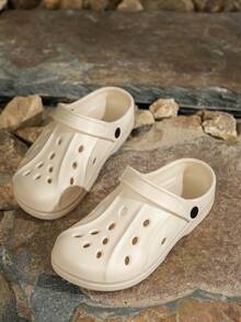 Sandalias unisex de verano de unicolor, transpirables, cómodas, de suela suave, ligeras y de fácil deslizamiento, sandalias casuales de punta abierta para uso en exteriores en todas las estaciones - Beis - Ver 6