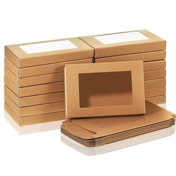 10pcs Eyelash & Eyebrow Pencil Packaging Boxes, In Stock, Flat Transparent Window Blank Boxes For Gifts, Weddings, Parties, Christmas, Birthdays