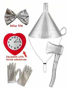 多件套角色扮演配件 - 斧头（40*16*4.5厘米）+ 银色帽子 + 手套 + 时钟 + 领结 - 彩色 - 查看 8