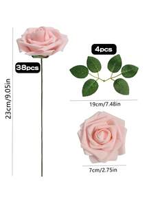 Artificial Flower Roses, 7/12/17/22/27pcs Real Touch Fake Foam Roses For Valentines Day DIY Bouquets Wedding Party Baby Shower Home Decorations - Pink - View 13