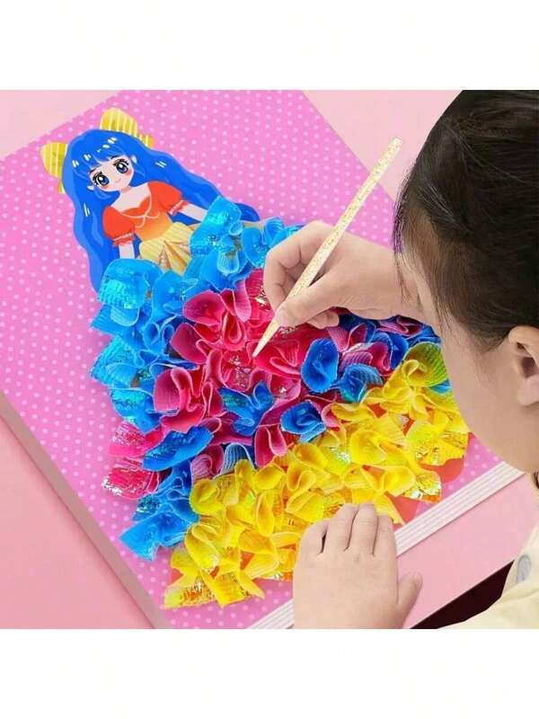 4pcs Princess & Fairy DIY Sticker Art Set - Creative Illustration Craft Kit, Suitable For Girls, Includes Doodle Toys, Coloring Books And Dress Up Activities | Educational Craft, Birthday Gift And Party Favor, Toys For Girls