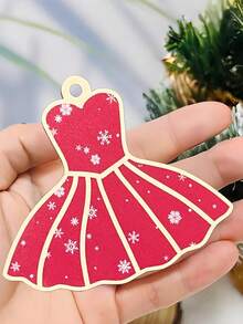 Adorno colgante decorativo de madera de una sola capa con diseño de copo de nieve de 10cm*8.4cm, agrega un ambiente festivo, se puede colgar en el árbol de Navidad, dormitorio, sala de estar, ventanas, espejo retrovisor, chimenea y otros lugares deseados, disponible en 4 colores (rojo, rosa, azul, amarillo)