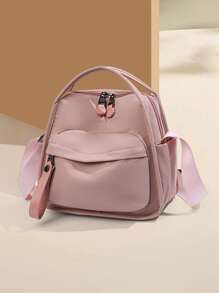 2025春夏新款轻质帆布女士斜挎包，休闲百搭多口袋手提包，时尚拉链开合托特包适合日常使用，购物，手机袋，学院风小方包