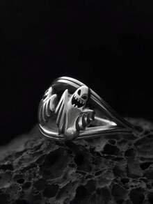 1 pieza Anillo de estaño antiguo de estilo gótico con forma asimétrica de gota de agua y rubí único, adecuado para fiestas, reuniones, salidas y diversión