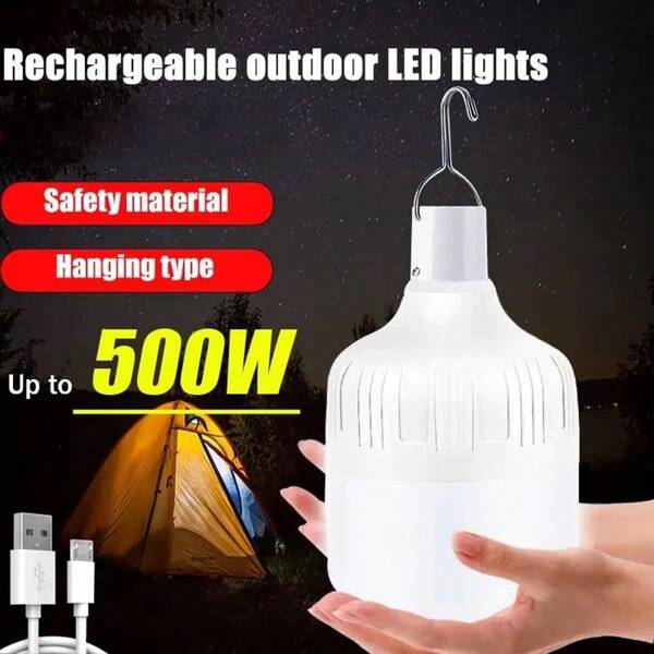20W/40W/60W/80W/100W/160W/450W Portable LED Rechargeable Lamp Bulb, Outdoor Night Market Stall, Camping Light, Energy Saving Home Emergency USB Waterproof Light