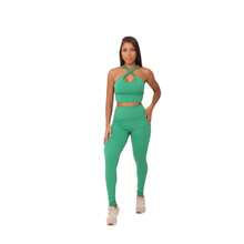 Women's Fitness Set Top And Pants Perfect Workout Premium Fabric Ana Ruga - 綠色 - 查看 2