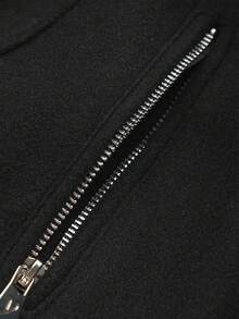 Abrigo largo con capucha para mujer, clásico y elegante, cuello con capucha y peluche desmontables. Manga larga. Tela de poliéster, interior forrado, cálido y agradable, apto para temporadas de otoño e invierno. Bolsillos frontales funcionales con cierre metálico. Ajuste con cierre metálico y cinturón de tela. - Negro - Ver 3