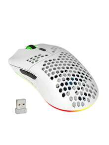 Honeycomb Hollow Wireless Mouse With Rechargeable RGB Lighting Adjustment And Plug-And-Play USB Design, Suitable For Home Gaming And Office Use - trắng - Xem 14