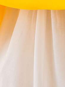 Girls' Lace Patchwork Princess Dress With Handmade 3D Floral Decor, Tulle Skirt, Ballet Dance Recital Costume, Elegant Party Dress, Simple Solid Color Layered Mesh Maxi Dress With Bowknot Back For Kids - Yellow - View 7