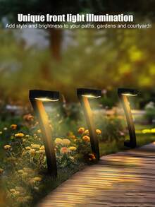 4/6件太阳能七字灯，太阳能路灯，太阳能草坪灯，太阳能庭院灯，配备6颗LED灯珠，发出暖白光，适用于户外环境。太阳能庭院灯，适用于花园、车道和人行道。