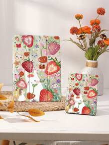 Kingsung Funda protectora para tableta con diseño lindo de conejo y fresa, compatible con iPad 9.7/10.2/10.5/10.9/12.9/Pro 11 (10a generación), Galaxy Tab S6 Lite 10.4", Kindle Paperwhite (12a generación, 2024), Kindle (11a generación, 2022), suave y a prueba de golpes, con función de soporte inteligente/activación y suspensión automática - Multicolor - Ver 9