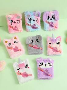 1 st barns söt katt och hund mini anteckningsbok med pennficka bärbar liten dagbok student presentbok