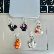 Fruit Halloween Resin Pendant Type-C Charging Port Dust Plug, Phone Charm, Phone Accessory, Suitable For Type-C Charging Port Smartphones, Tablets, Electronics, Phone Accessories, Device Protection, Fashion Accessory, Decorative Item, Accessory, Small Tool Enthusiasts