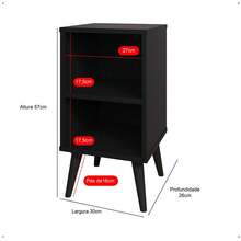 Small Retro Bookshelf Bedside Table Various Colors Charm - Negro - Ver 7
