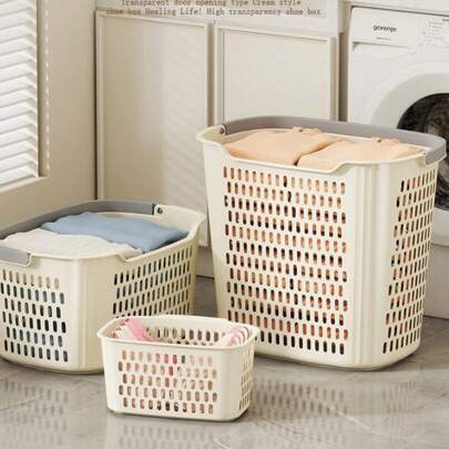 Laundry Hamper With Handle - Large Capacity Fabric Storage Basket For Dirty Clothes, Bathroom & Bedroom Organization, Durable Home Storage Solution (Easy To Carry & Foldable Design)​