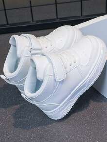 1 双高帮舒适平底休闲运动鞋，适合婴幼儿，适合四季日常户外穿着 - 白色 - 查看 2