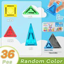 28/36/43块迷你磁性积木，带铁盒，磁性拼搭玩具，儿童旅行必备，便携式创意益智磁性积木，STEM 旅行玩具，适合3岁以上幼儿男孩女孩 - 彩色 - 查看 8